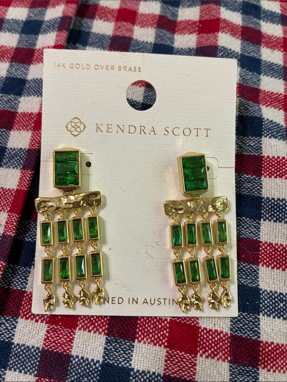 Kendra Scott for Target  Gold-tone Earrings with Emerald Green Stones